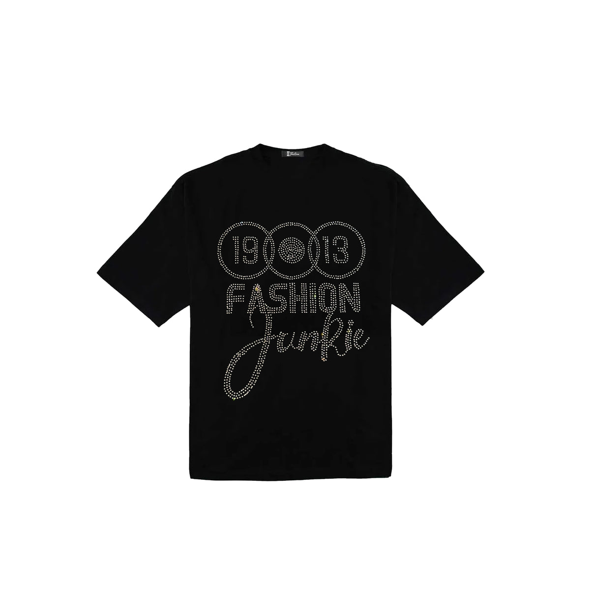 19 White Rhinestones Junkie T-Shirt